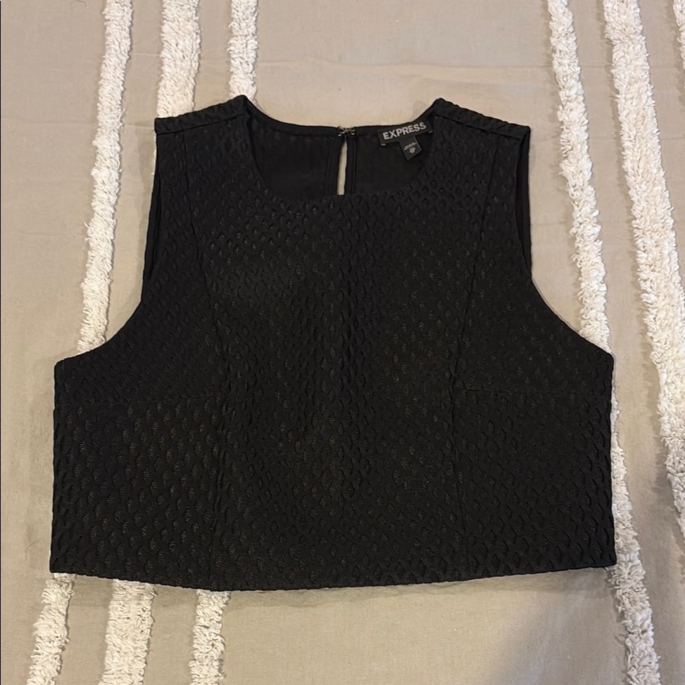 Express Black Textured Women's Crop Top
